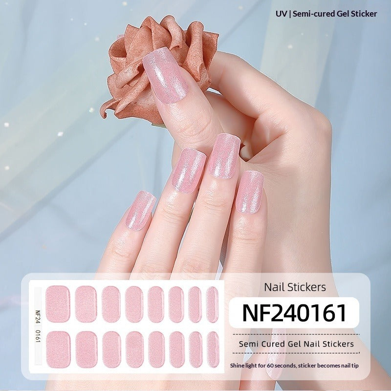 Semi-Cured Gel Nail Strips Christmas Snowflake Festive Glossy Design (MOQ=3)