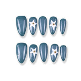 365Nails Teal Star Charm Almond Tips