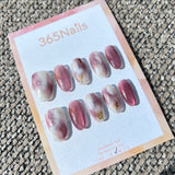 Ethereal Ink: "Unicorn Galaxy" – Lilac Pink & Sky Blue Gradient Marble with Silver Foil & Holographic Glitters Oval Nails