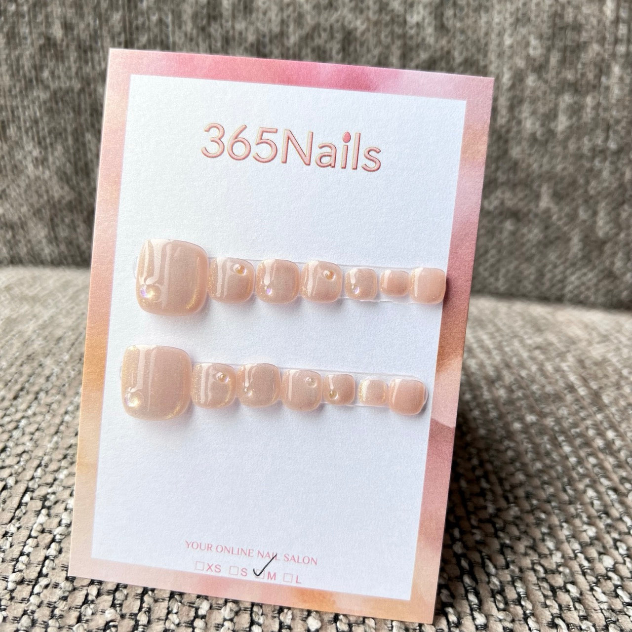 365nails: "glossy milky tea shimmer" – handmade press-on pedicure