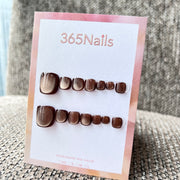 365nails: "rich chocolate cat-eye" – handmade press-on pedicure
