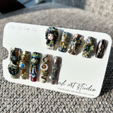 Artist Series: "Queen of the Nile" – 3D Sculpted Cleopatra, Bastet Cat & Eye of Horus Egyptian Masterpiece Nails