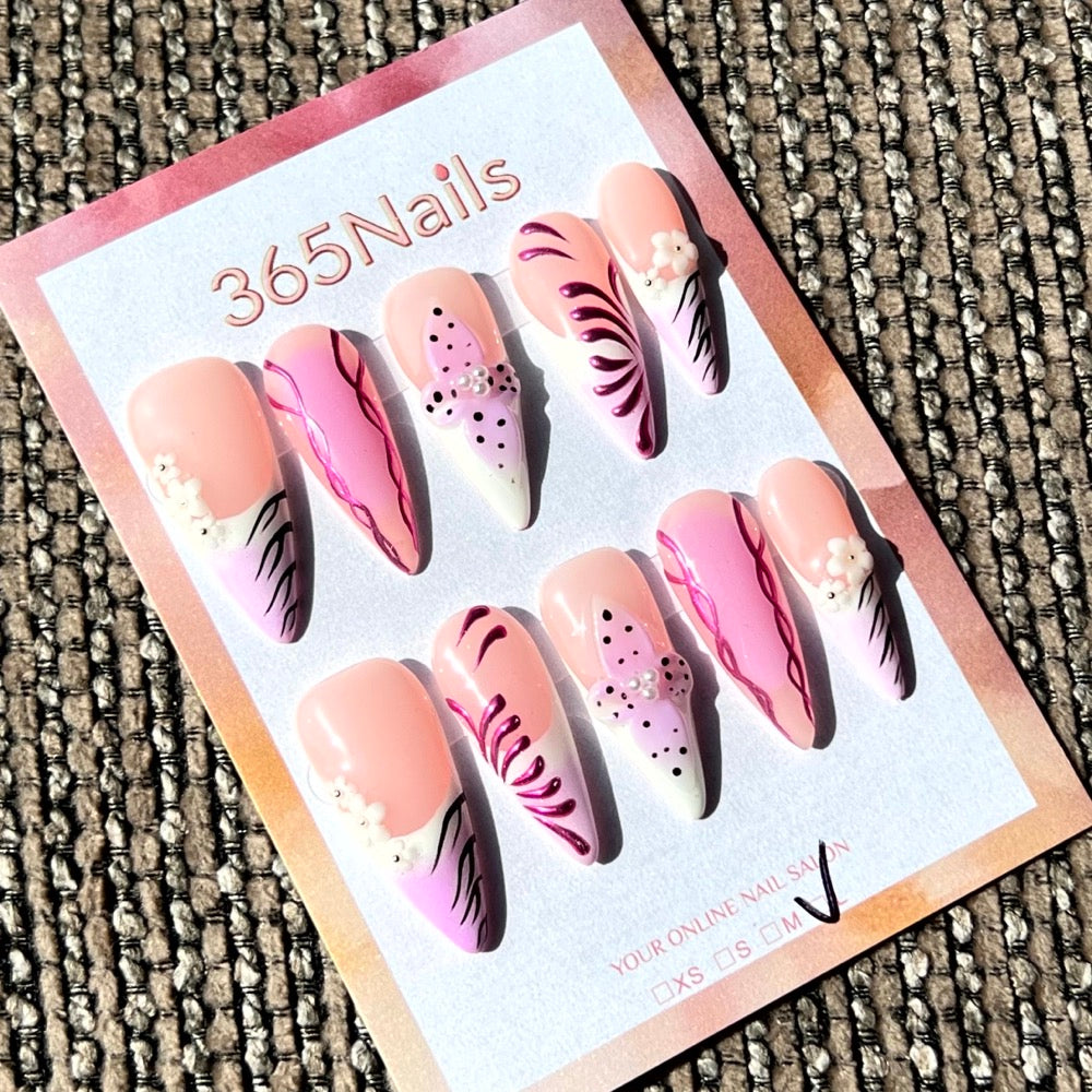 365nails: "Coração Selvagem" – Unhas Stiletto Manicures com Estampa Animal Desenhadas à Mão