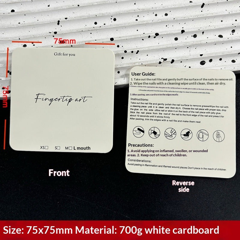 Minimal White Display Cards for Handmade Press On Nails (MOQ=50)