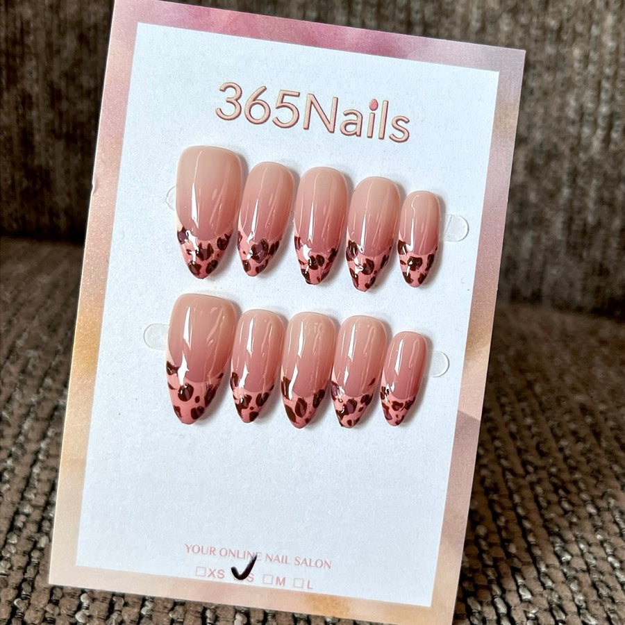 Rose Leopard - Pink Animal Print French Press-On Nails