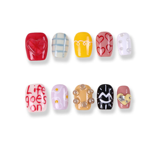 365Nails Love Notes Hand‑Painted Short Tips