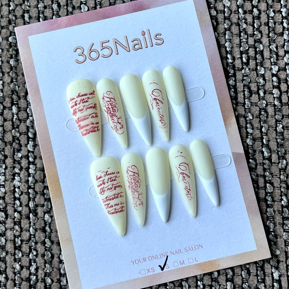 Butter Letter - Yellow Script French Press-On Nails
