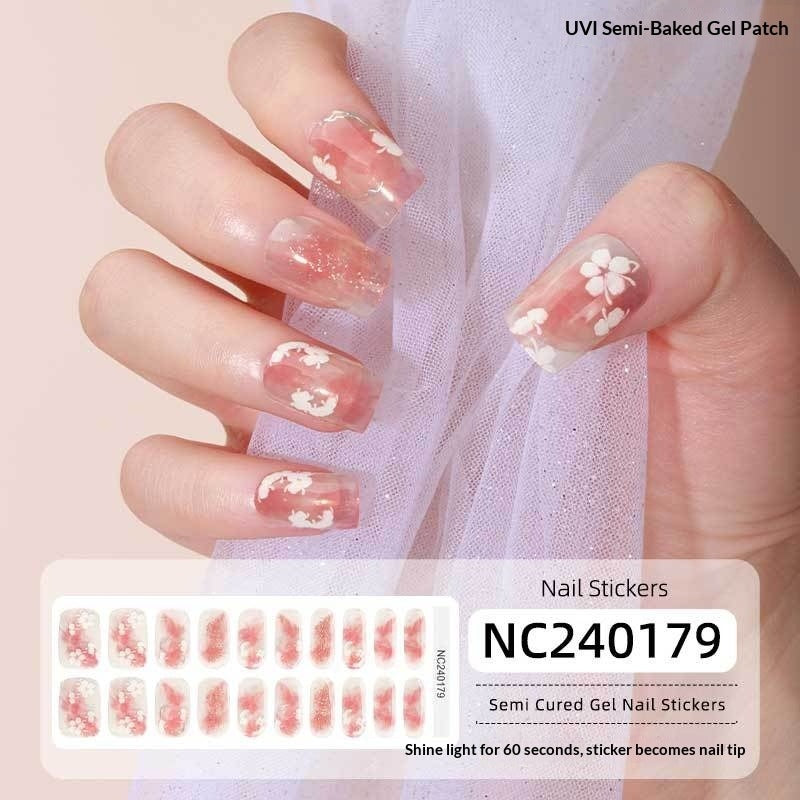 Semi-Cured Gel Nail Strips Foil Laser Gold Shimmer Glossy Set (MOQ=3)