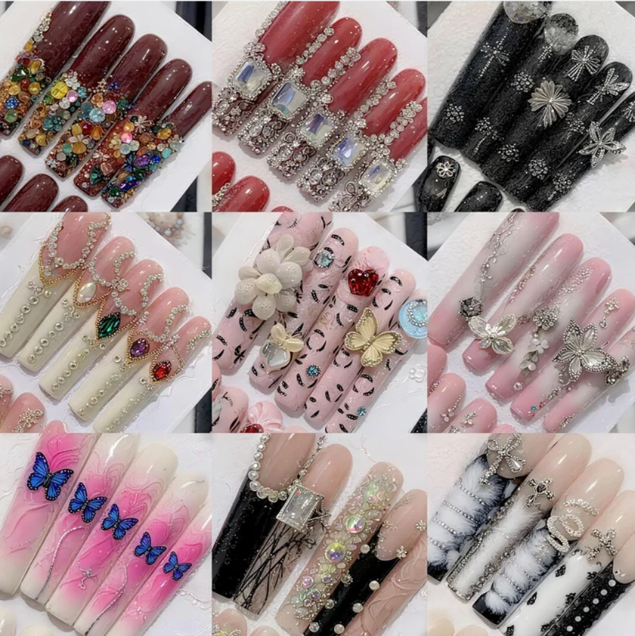 Extra Long 5.5cm Water Pipe Press-On Nails | Handmade Collection | Round Shape