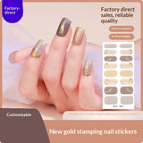 Semi-Cured Gel Nail Strips 3D Foil Gold Iridescent Glossy Set (MOQ=3)