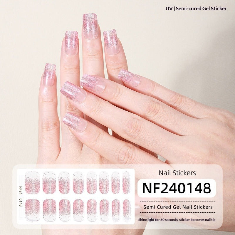 Semi-Cured Gel Nail Strips 3D Foil Gold Metallic Shimmer Glossy Set (MOQ=3)