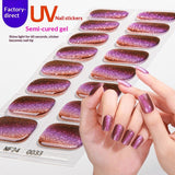 Semi-Cured Gel Nail Strips Gradient Cat Eye Sparkle Glossy Design (MOQ=3)