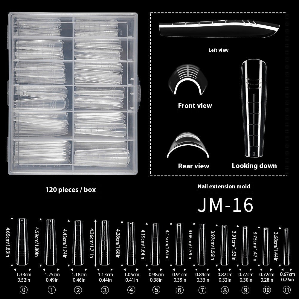 Nail Tips 120 transparent crystal nail molds, boxed with graduated crystal extension nail molds,  rapid phototherapy extension nail molds