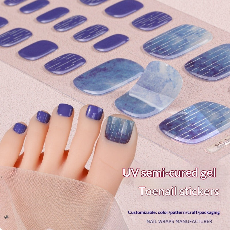 Semi-Cured Gel Nail Strips Glitter Pearl Gradient Sparkle Toe Design (MOQ=3)