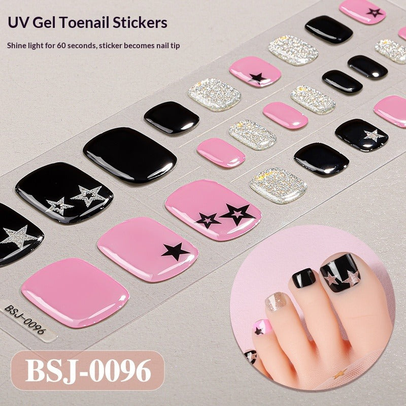 Semi-Cured Gel Nail Strips French Leopard 3D Foil Gradient Design (MOQ=3)