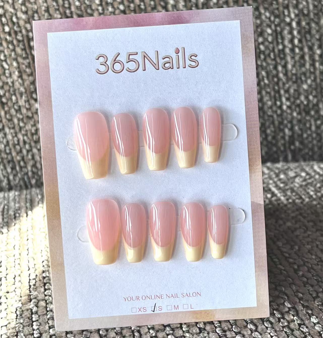 Handmade French patch manicure, multi-color and multi-reusable full coverage fake nail set