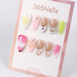 Leopard print pinched flower shape press on nails short nail piece summer