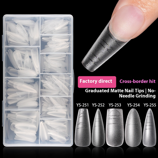 Nail Tips Nail plate with scale line Flat nail, boxed transparent and seamless full sticker Removable and wearable fake nail patch