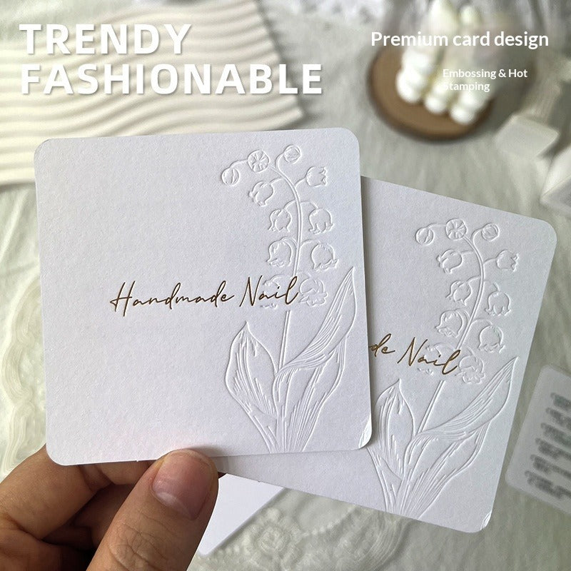 Embossed White Display Cards for Press On Nail Sets (MOQ=50)