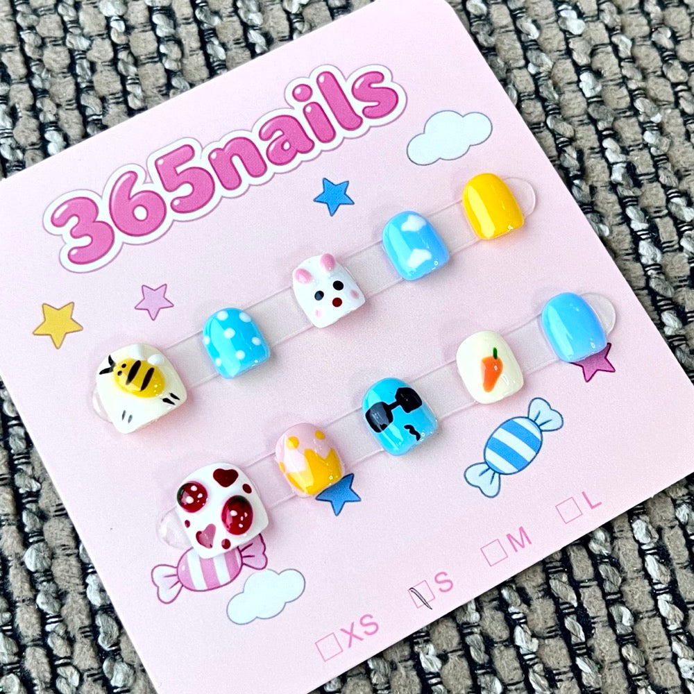 365nails: "Playful Pals" – 3D Animal Character Handmade Short Square Nails
