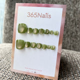 365nails: "olive jade cat-eye" – handmade press-on pedicure