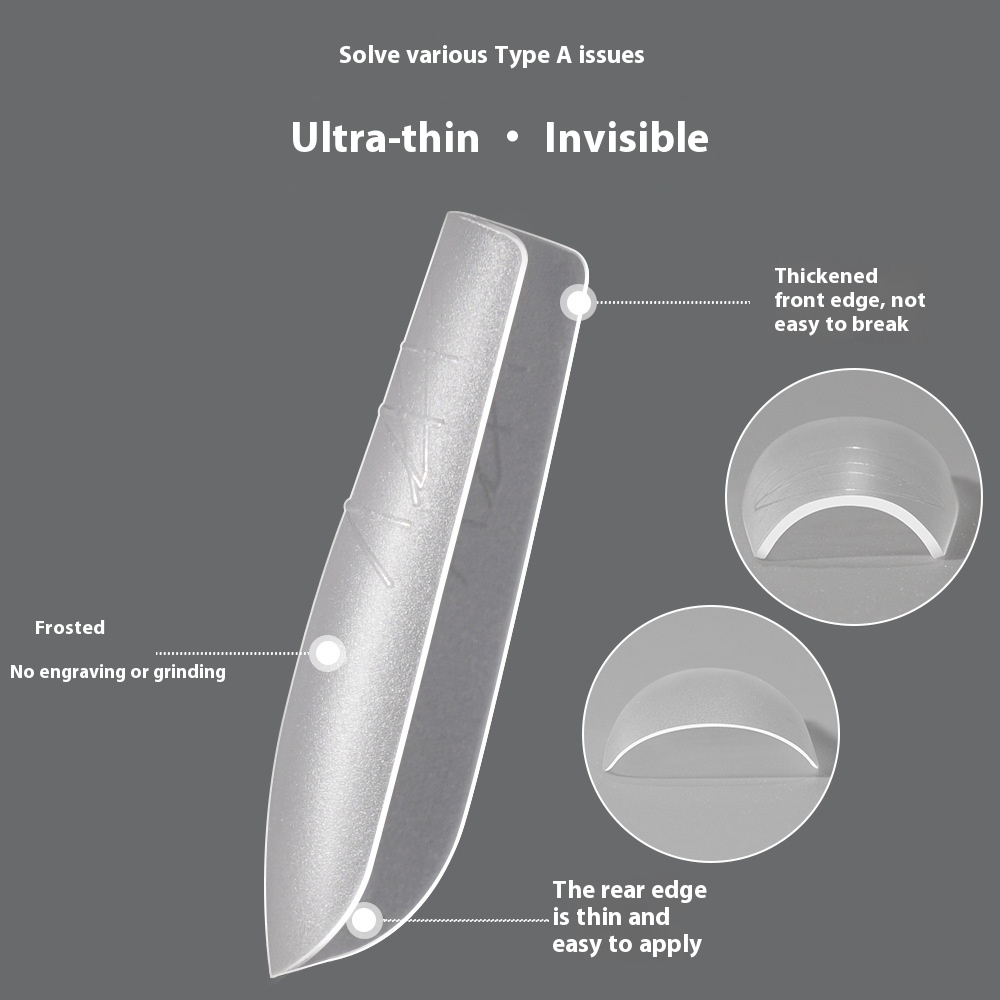 Nail Tips Nail plate with scale line Flat nail, boxed transparent and seamless full sticker Removable and wearable fake nail patch