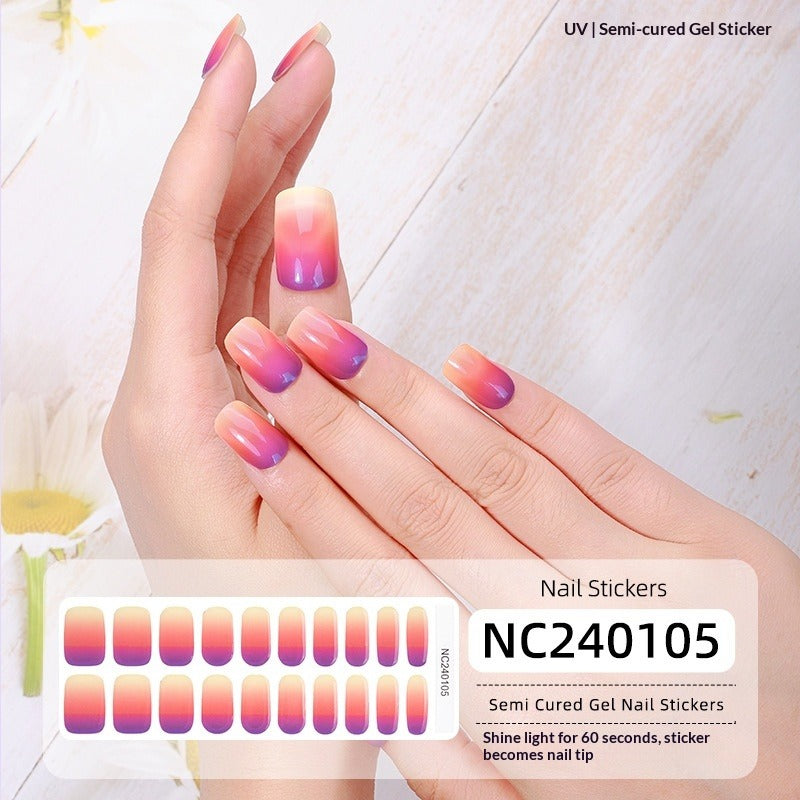 Semi-Cured Gel Nail Strips French Style Soft Color Gradient Glossy Set (MOQ=3)