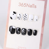 365Nails Mono Dots Hand‑Painted Short Square Tips