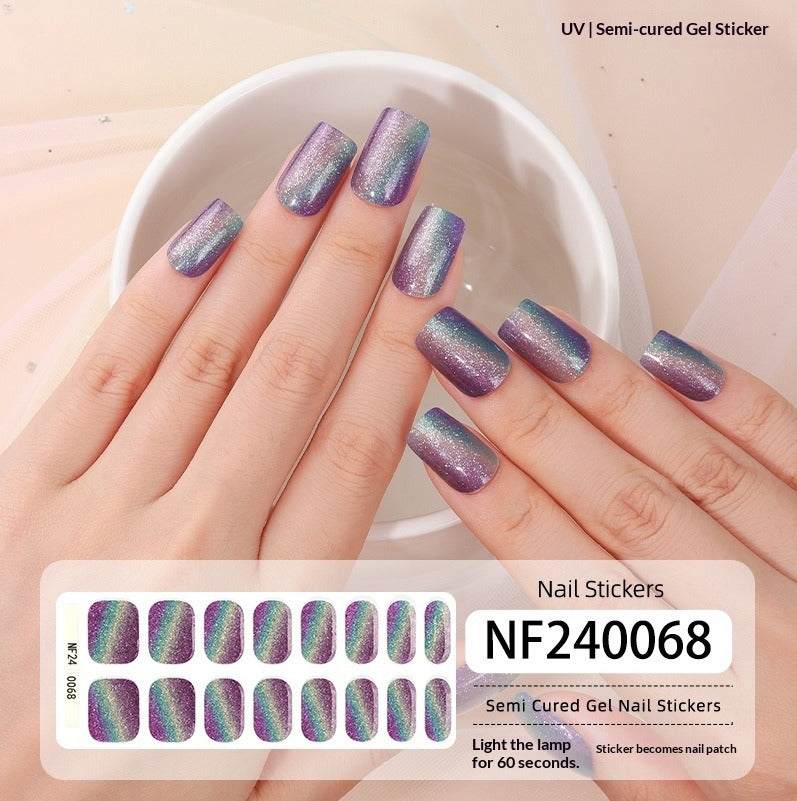 Semi-Cured Gel Nail Strips French Gradient Soft Glossy Design (MOQ=3)