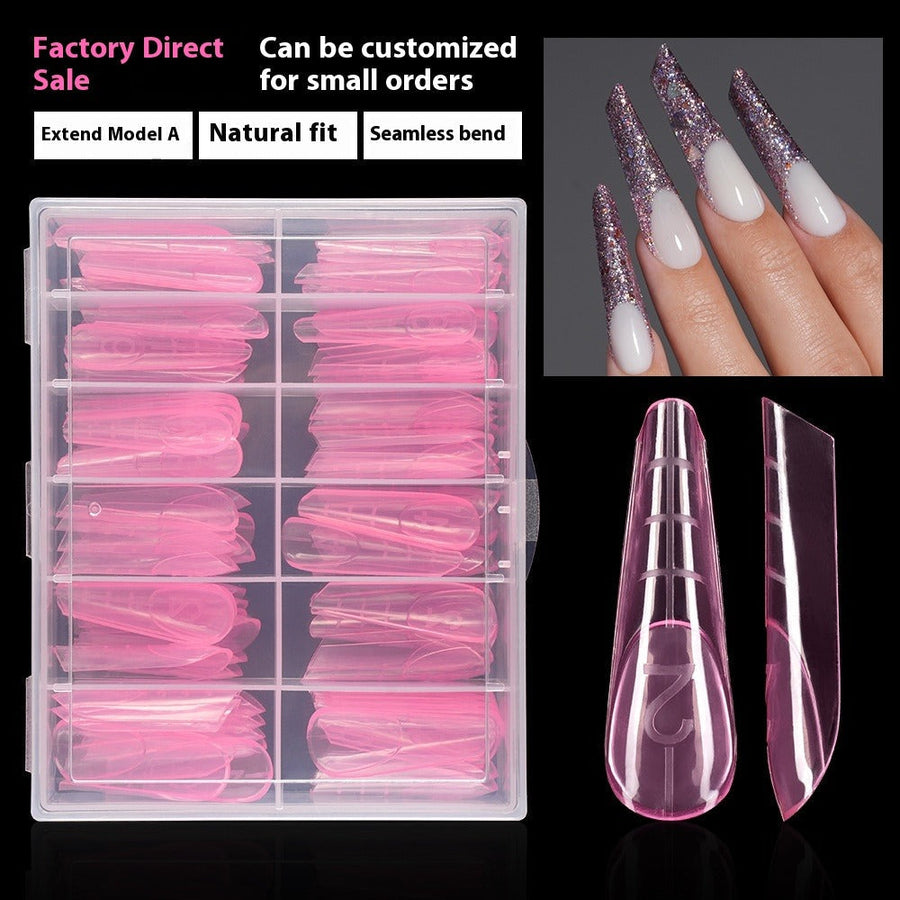Pontas de unhas de cristal, molde para unhas francesas com escala, sem suporte de papel, fototerapia rápida, 120 peças de extensão de unhas, atacado de filmes de unhas (MOQ=3)