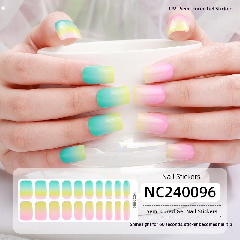 Semi-Cured Gel Nail Strips French Style Soft Color Gradient Glossy Set (MOQ=3)