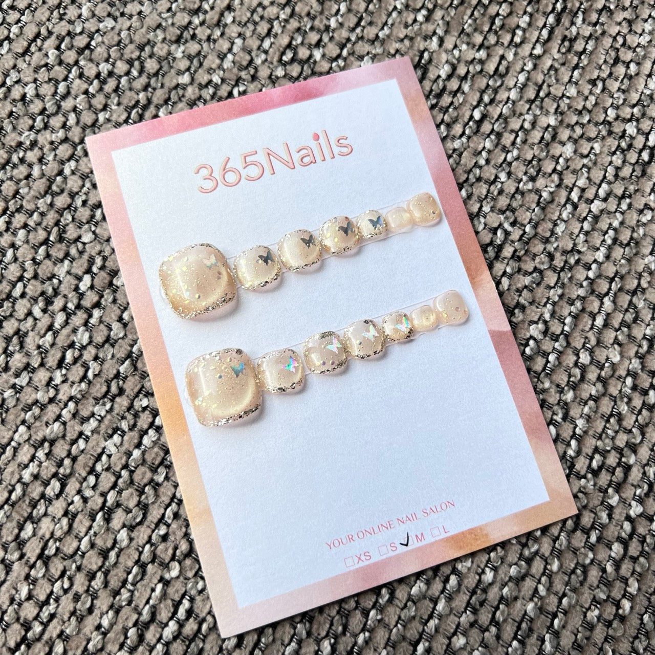 365nails: "gilded amber butterfly" – handmade press-on pedicure