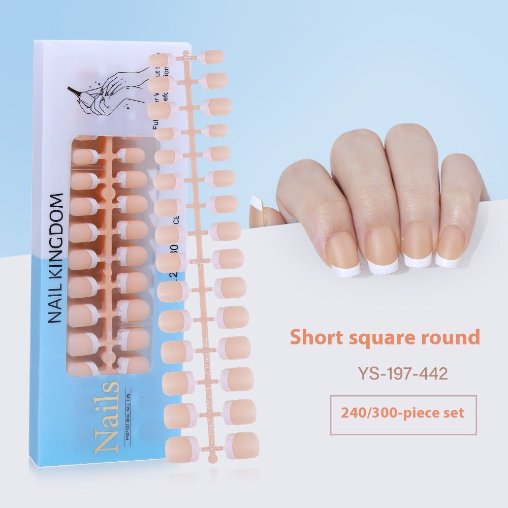 Nail Tips New  French press on nails 240 pieces boxed fake nail manicure work in progress matte full sticker French nail piece