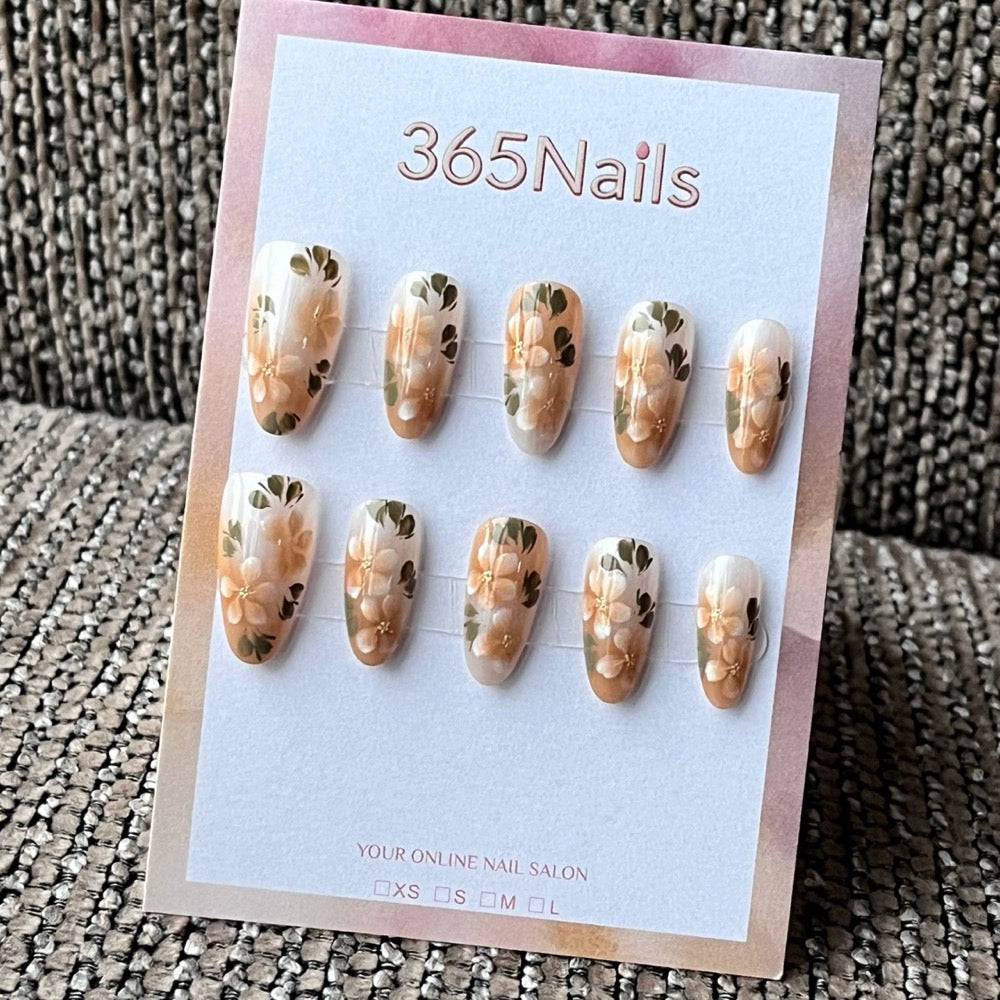 Handmade Ombre Floral Press-On Nails