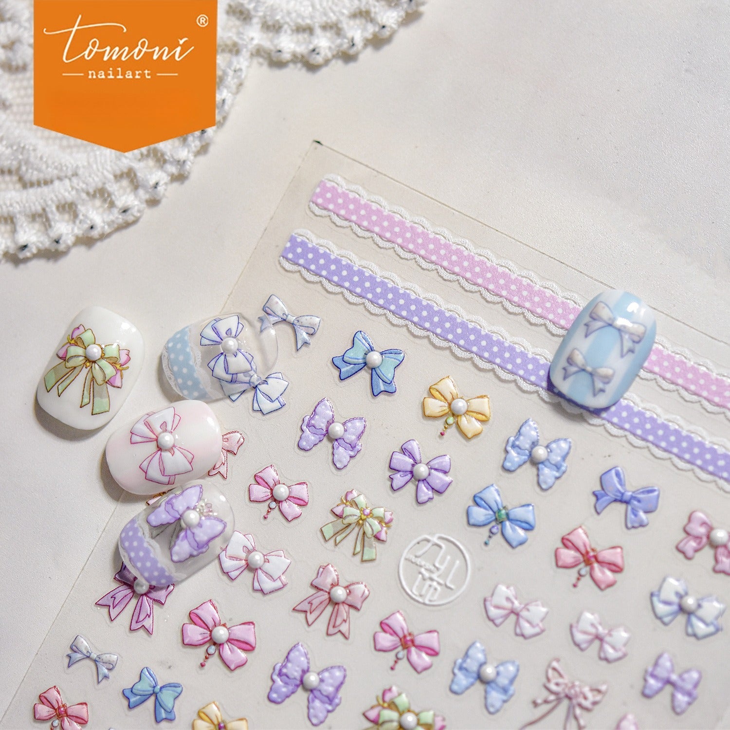 Pastel Crystal Bow & Ribbon – 5D Embossed Sweet Accent Set