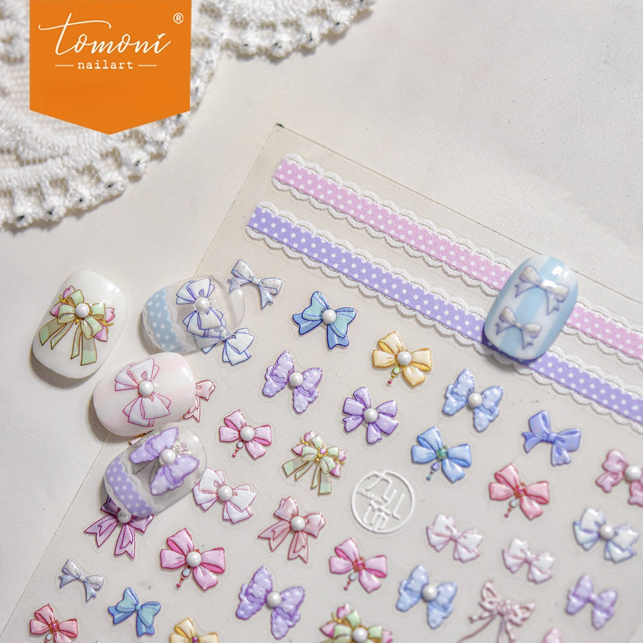 Pastel Crystal Bow & Ribbon – 5D Embossed Sweet Accent Set