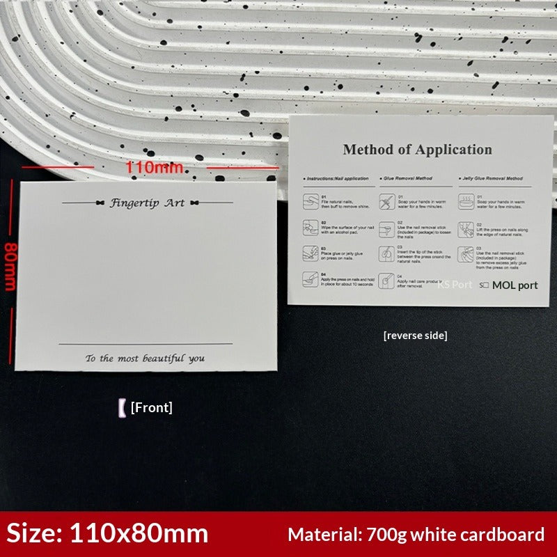 手工製極簡白色展示卡，適用於穿戴甲 (MOQ=50)