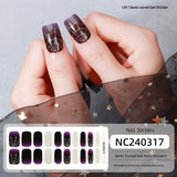 Semi-Cured Gel Nail Strips Halloween Pumpkin Glitter Design (MOQ=3)