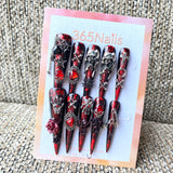 365nails: "Gothic Red Black Skull Rose Spider" – handmade press-on pedicure