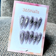 365nails: "Gothic Chrome Cross Stiletto" – Handmade Long Sharp Stiletto Nails