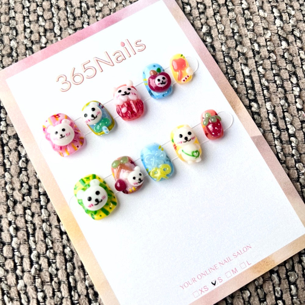 365nails: "Sweet Safari" – 3D Animal Short Square Nails