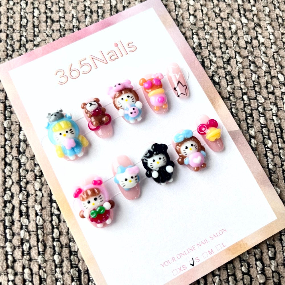 365nails: "Cartoon Carnival" – 3D Character Short Square Nails