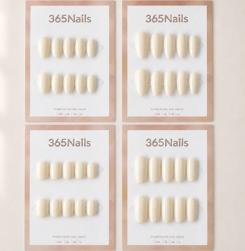 "Milky Beige" - Solid Color Handmade Nails (8 Shapes Available)