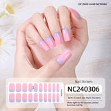 Semi-Cured Gel Nail Strips French Gradient Sparkle Pink Glossy Set (MOQ=3)