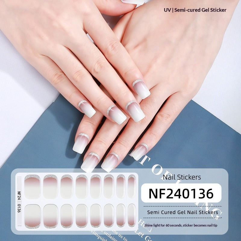 Semi-Cured Gel Nail Strips 3D Foil Heart Glossy Design (MOQ=3)