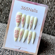 Butter Letter - Yellow Script French Press-On Nails