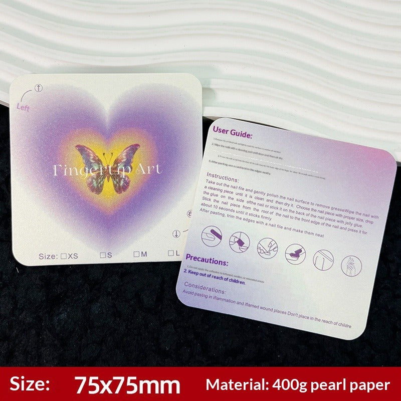 Gradient Pearl Butterfly Press On Nail Display Cards (MOQ=50)