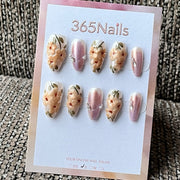3D Floral Almond Press-On Nails
