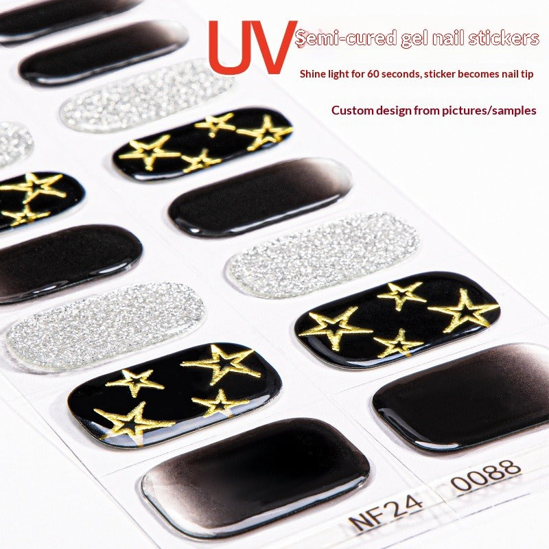 Semi-Cured Gel Nail Strips 3D Foil Glitter Glossy Design (MOQ=3)