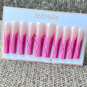 365nails: "Woven Rose" – Hand Painted Line Art Handmade Coffin Nails